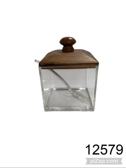 Imagen de AZUCARERA ACRILICA CON TAPA MADERA Y CUCHARA 1.26